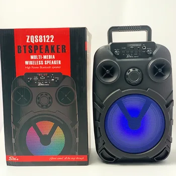 ZQS8122 60W Vrchol Veľký Výkon Vonkajšie Prenosné Strana LED RGB Svetlo Super Bass Subwoofer s Bezdrôtové Karaoke MIKROFÓN BlueTooth Reproduktor