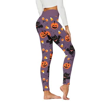 Ženy Halloween Pre Jogy Legíny So Systémom Tlač Deň Ovládanie Cvičenie Nohavice Chudnutie Korisť Jóga Nohavice So Systémom Bruško