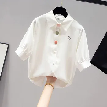 Ženy, Luxusné Značky HAZZYS Tričko v Lete Roku 2023 Nové Šifón Krátky Rukáv T-Shirt Top Ženy Biele Tričko Tenké Pol Rukáv
