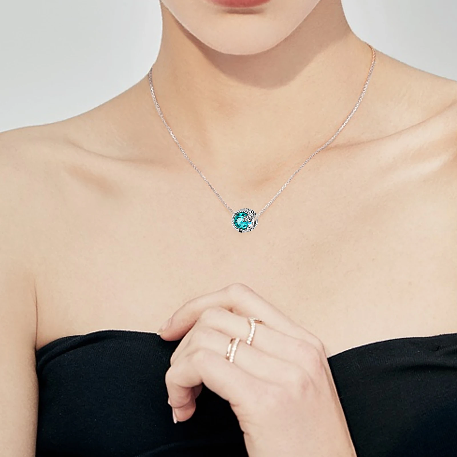 925 silver green Morská víla Opal butik fashion fit pandora originálny náramok kúzlo korálky náhrdelník Diy ženské šperky - 3