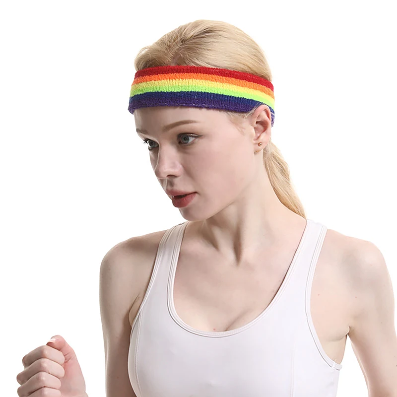 1Pc Rainbow Sweatband Šport hlavový most Fitness Stieranie Potu Strane Kapela Potu Zápästie Podpora Štipka Zábaly Stráže Úsek Vlasy Kapely - 1