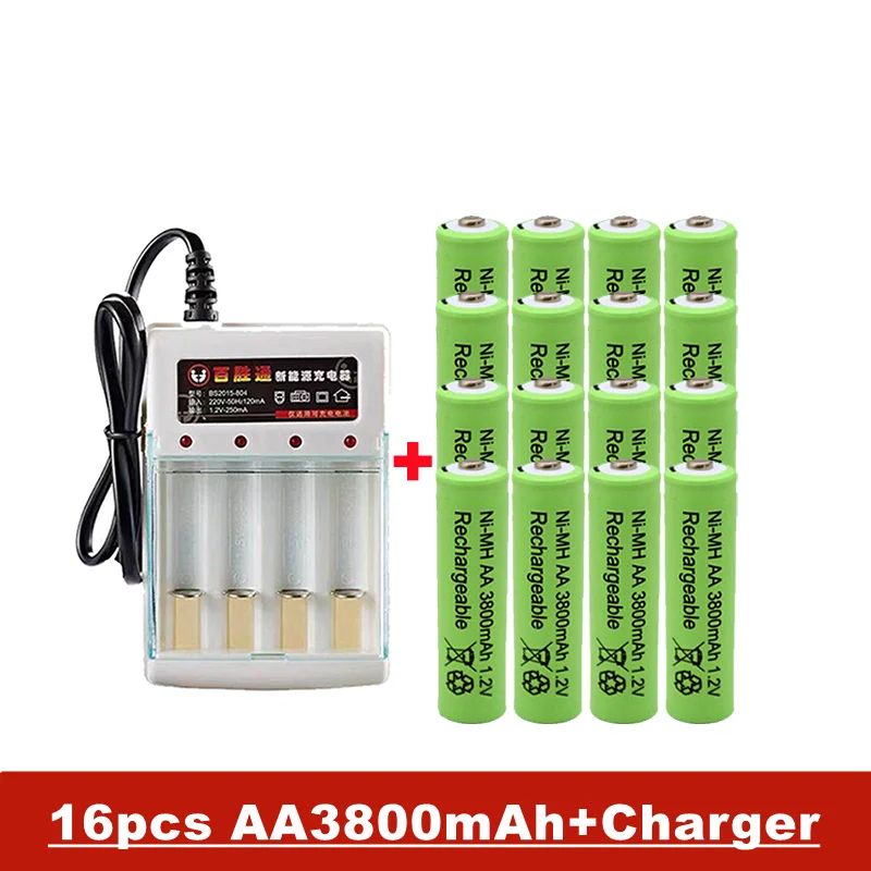 1.2 V AA Batéria, 1.2 v 3800mah, nabíjateľné ni MH Batérie pre Diaľkové Ovládanie, Budík, MP3, atď., Predávať s nabíjačky - 2