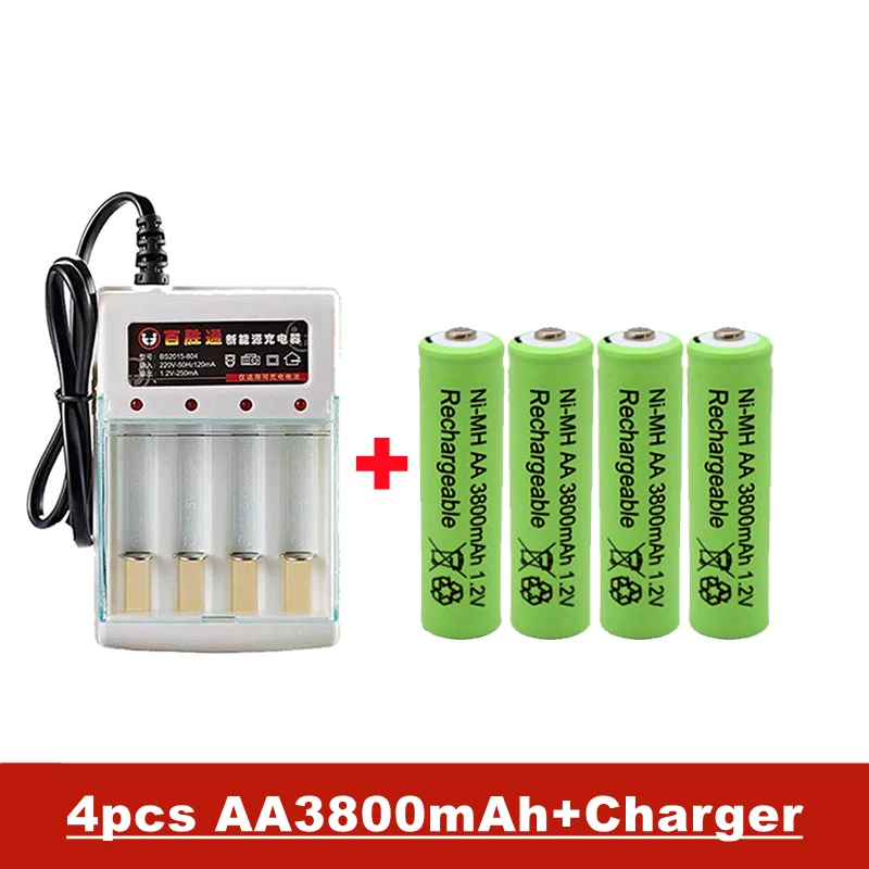 1.2 V AA Batéria, 1.2 v 3800mah, nabíjateľné ni MH Batérie pre Diaľkové Ovládanie, Budík, MP3, atď., Predávať s nabíjačky - 5