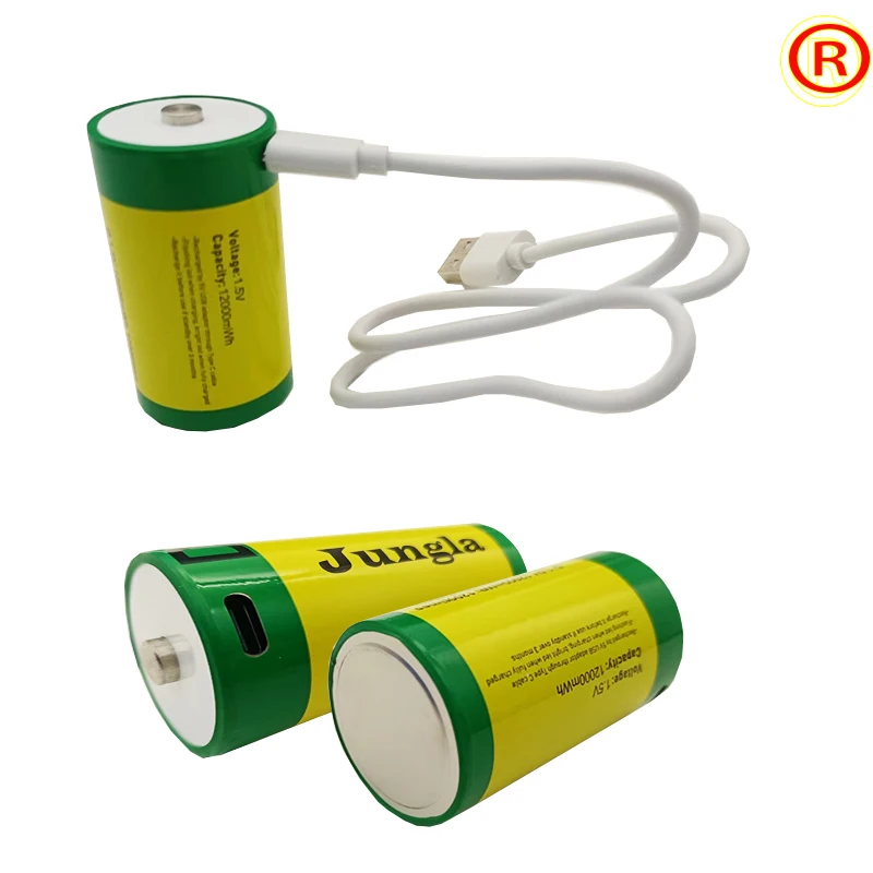 Vysokokapacitné Nabíjateľné Batérie: 1,5 V 12000mWh Lítium-iónová batéria USB Batéria pre Baterku a Ohrievač - 1