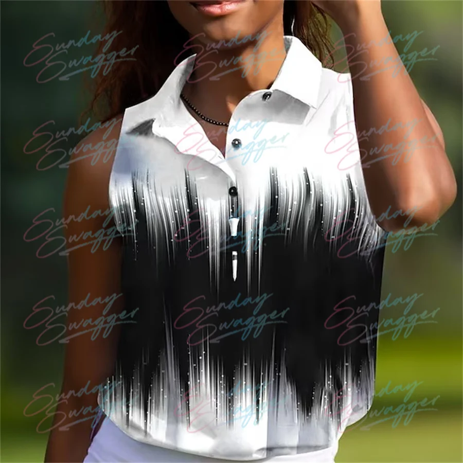 Nedeľa Swagger dámske Polo Tričko Golfové Oblečenie Golfové Tričko Tlačidlo Bežné Veža Top bez Rukávov Vesta Golfové Oblečenie Žien Blusas - 1