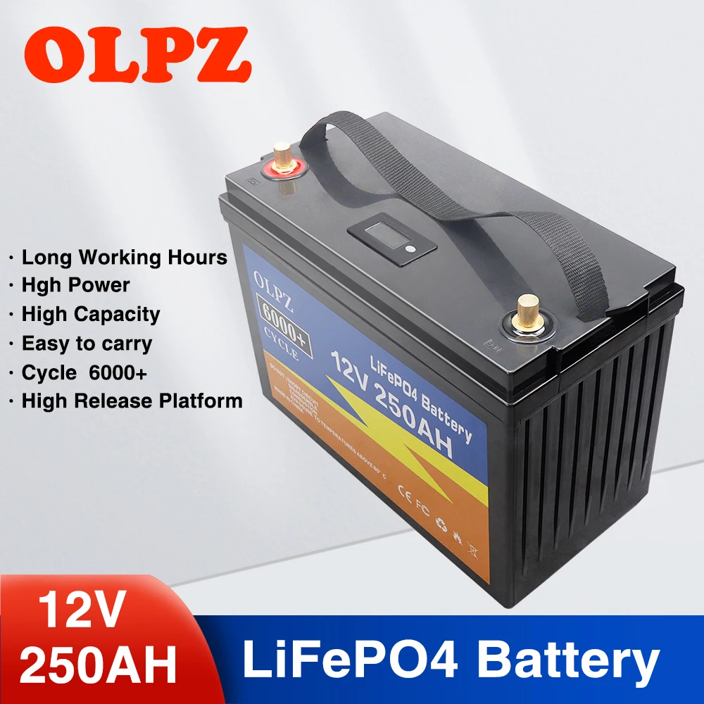 12V 250Ah LiFePO4 Batérie, Vstavané BMS Lítium Železa Fosfát Bunky 6000 Hlboké Cyklov Pre Solárne Skútre Lodné Golf Cart + Nabíjačka - 0
