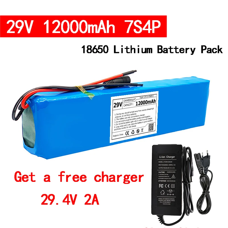 29V 12Ah 18650 lítium-iónová batéria 7S4P 24V Elektrická požičovňa motorových/scooter nabíjateľná batéria s 15A BMS +29.4 V Nabíjačke - 0