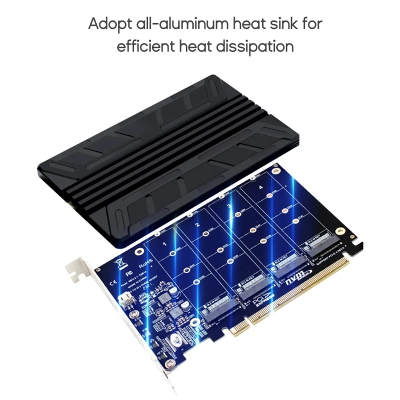 Všetky Hliníkový Chladič Tepla SSD Radiátor Pad pre NVME M-KEY PCI-E X16 Pole Rozširujúca Karta Kovové Chladiaca Podložka - 0