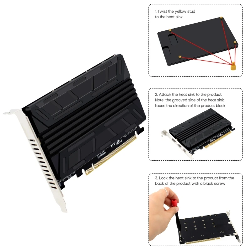 Všetky Hliníkový Chladič Tepla SSD Radiátor Pad pre NVME M-KEY PCI-E X16 Pole Rozširujúca Karta Kovové Chladiaca Podložka - 2